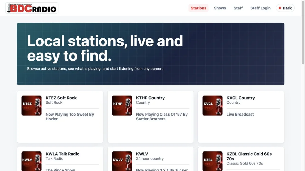 BDC Radio website preview