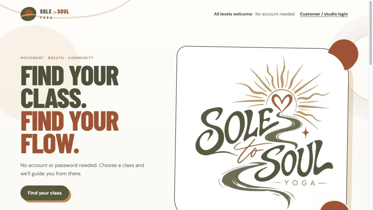 SOLE to SOUL YOGA website preview